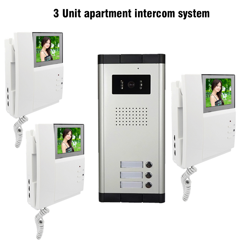 3 Unit Apartment Video Door Phone System 4 3 Video Intercom For